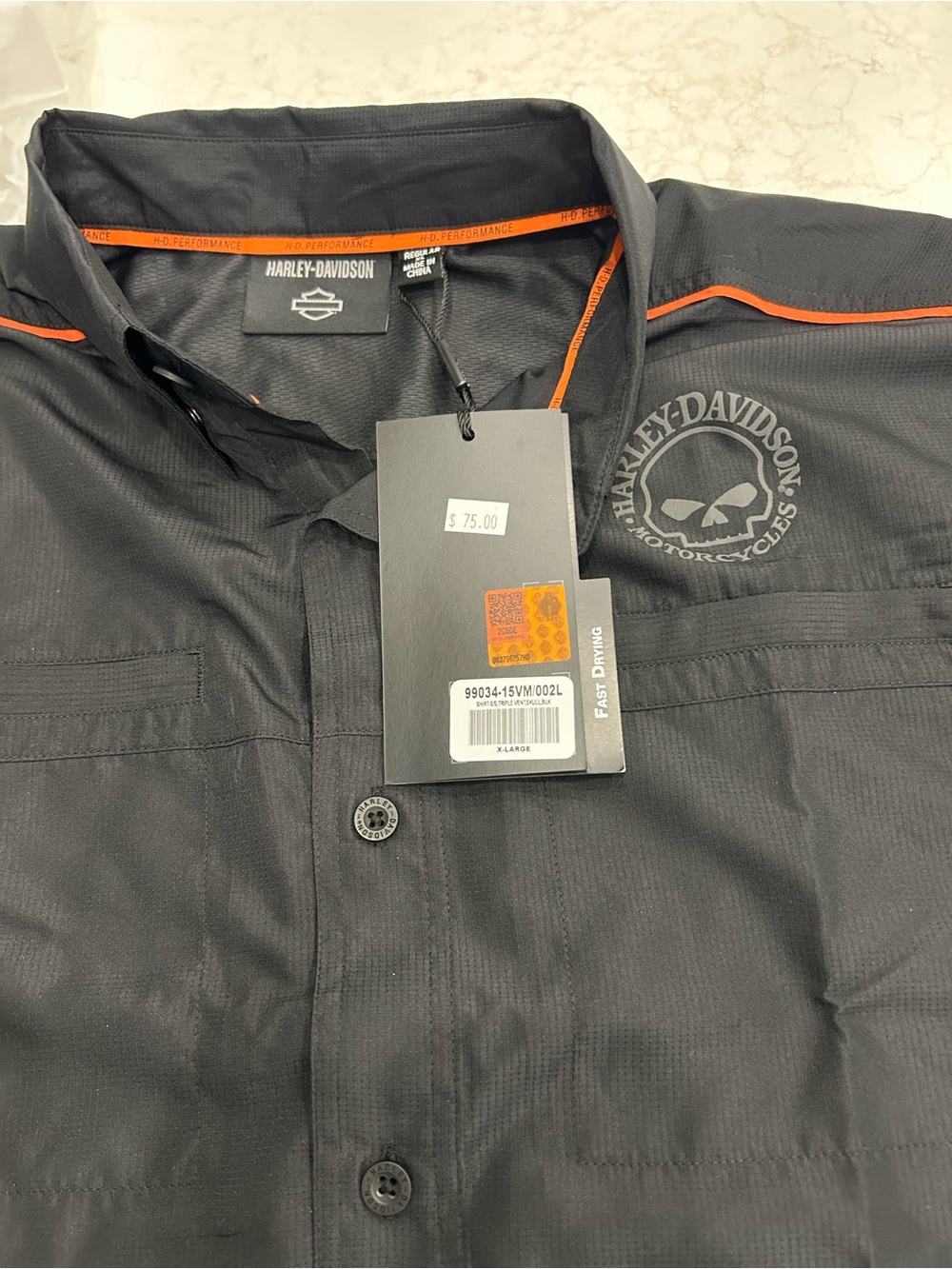 Harley-Davidson Black Lightweight Shirt Jacket with Orange Trim